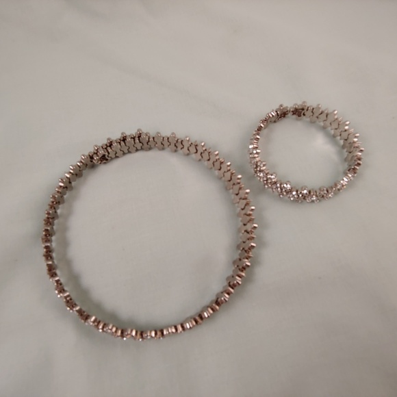 Flexible Choker Necklace & Bracelet SET Rhinestone Party Prom Dance Elegant - Picture 5 of 8